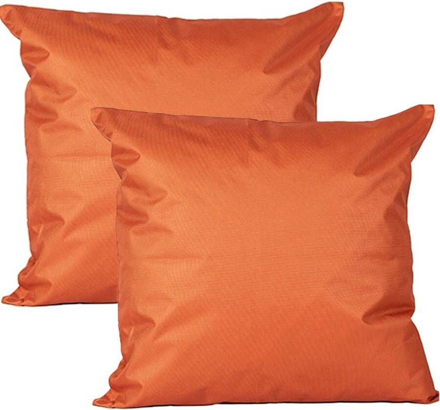 Anna's Collection Buiten of tuin sier kussens 2x oranje 60 x 60 cm binnen buiten zitkussens tuinbank