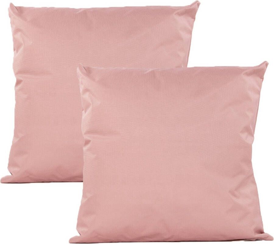 Anna's Collection Buiten of tuin sier kussens 2x oud roze 45 x 45 cm binnen buiten zitkussens tuinbank
