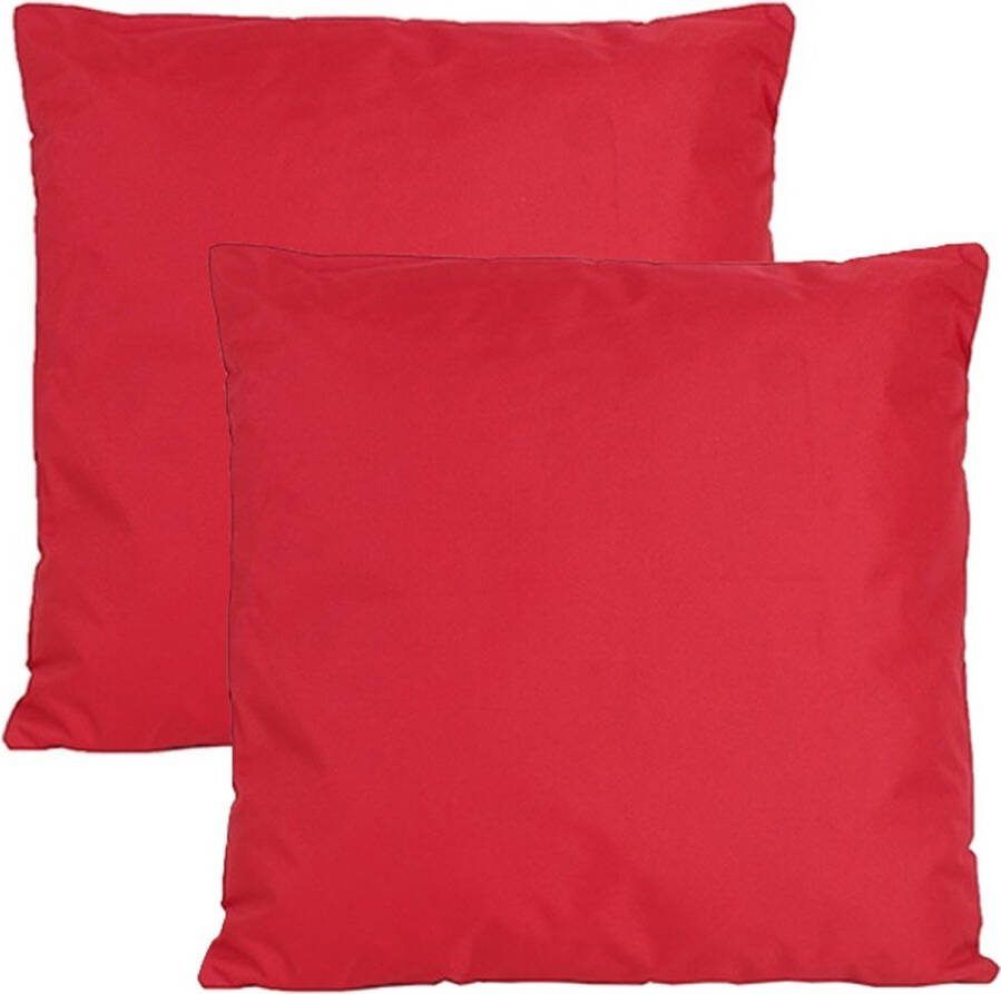 Anna's Collection Buiten of tuin sier kussens 2x rood 60 x 60 cm binnen buiten zitkussens tuinbank