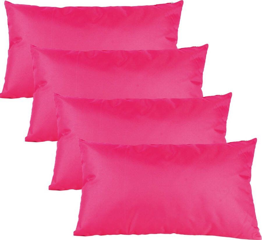 Anna's Collection Buiten of tuin sier kussens 4x fuchsia roze 30 x 50 cm binnen buiten zitkussens tuinbank