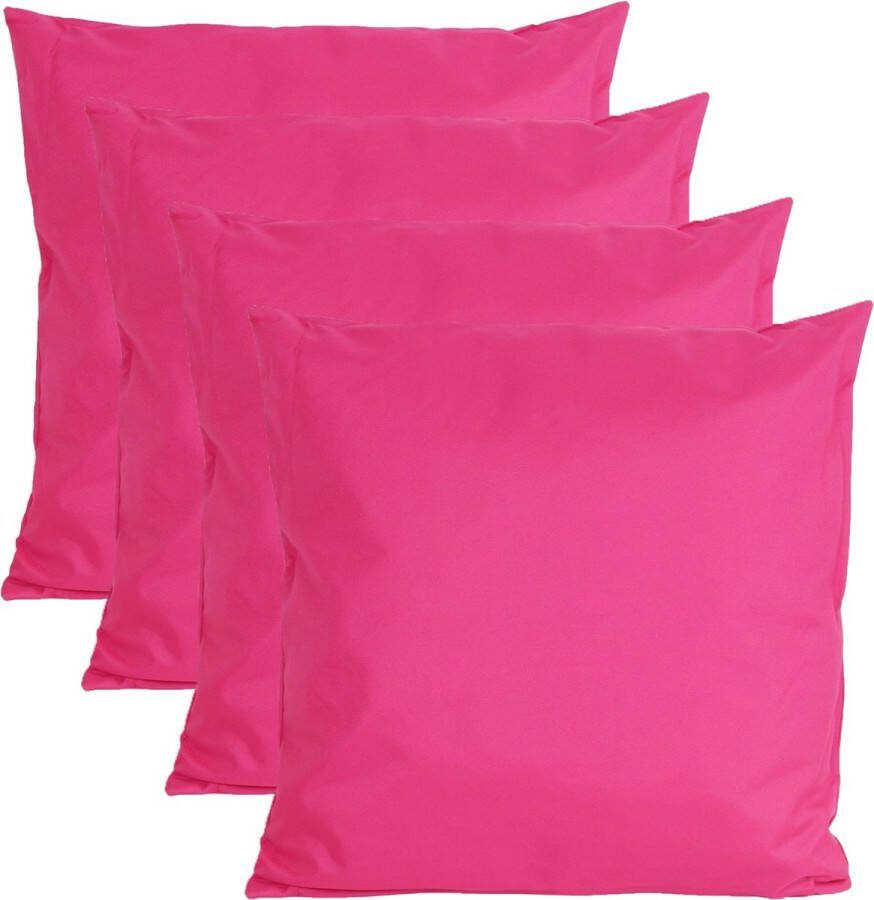 Anna's Collection Buiten of tuin sier kussens 4x fuchsia roze 45 x 45 cm binnen buiten zitkussens tuinbank
