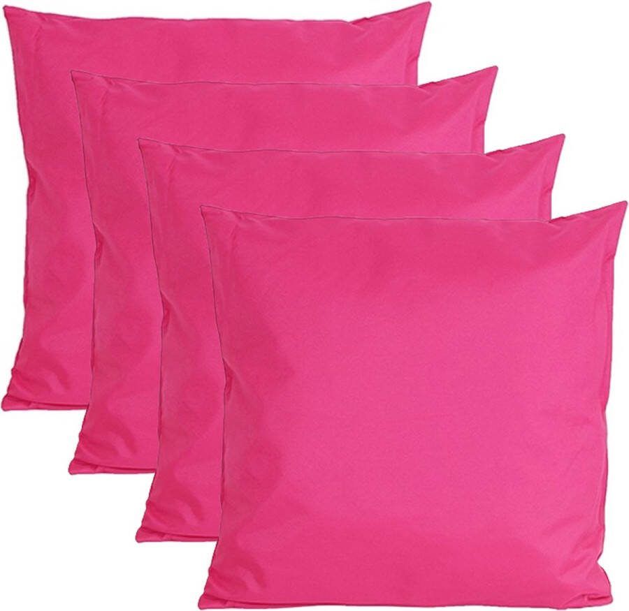 Anna's Collection Buiten of tuin sier kussens 4x fuchsia roze 60 x 60 cm binnen buiten zitkussens tuinbank
