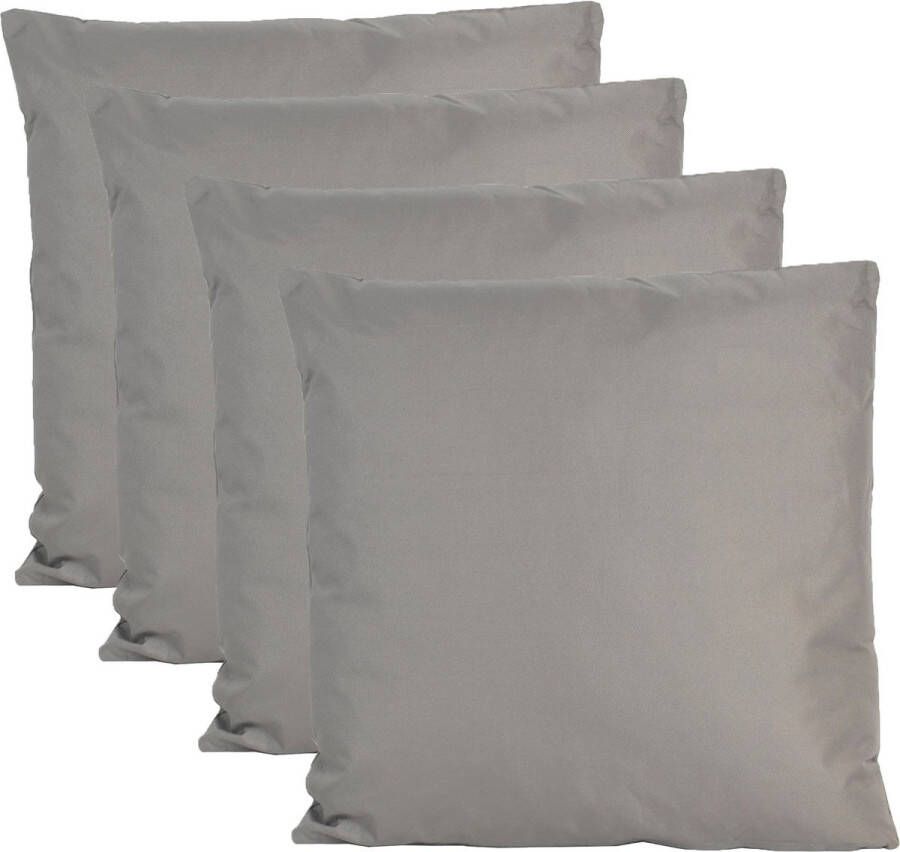 Anna's Collection Buiten of tuin sier kussens 4x grijs 45 x 45 cm binnen buiten zitkussens tuinbank