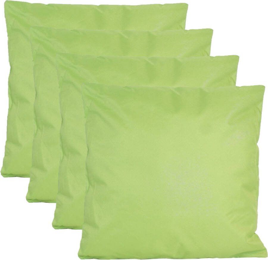 Anna's Collection Buiten of tuin sier kussens 4x groen 45 x 45 cm binnen buiten zitkussens tuinbank