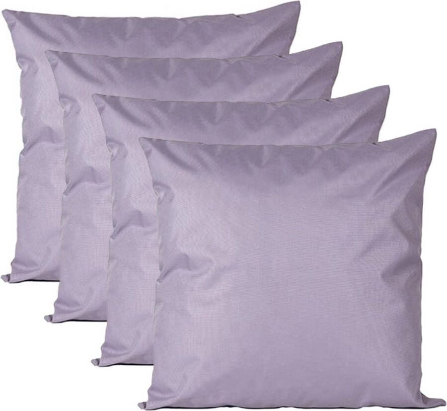 Anna's Collection Buiten of tuin sier kussens 4x lila paars 45 x 45 cm binnen buiten zitkussens tuinbank