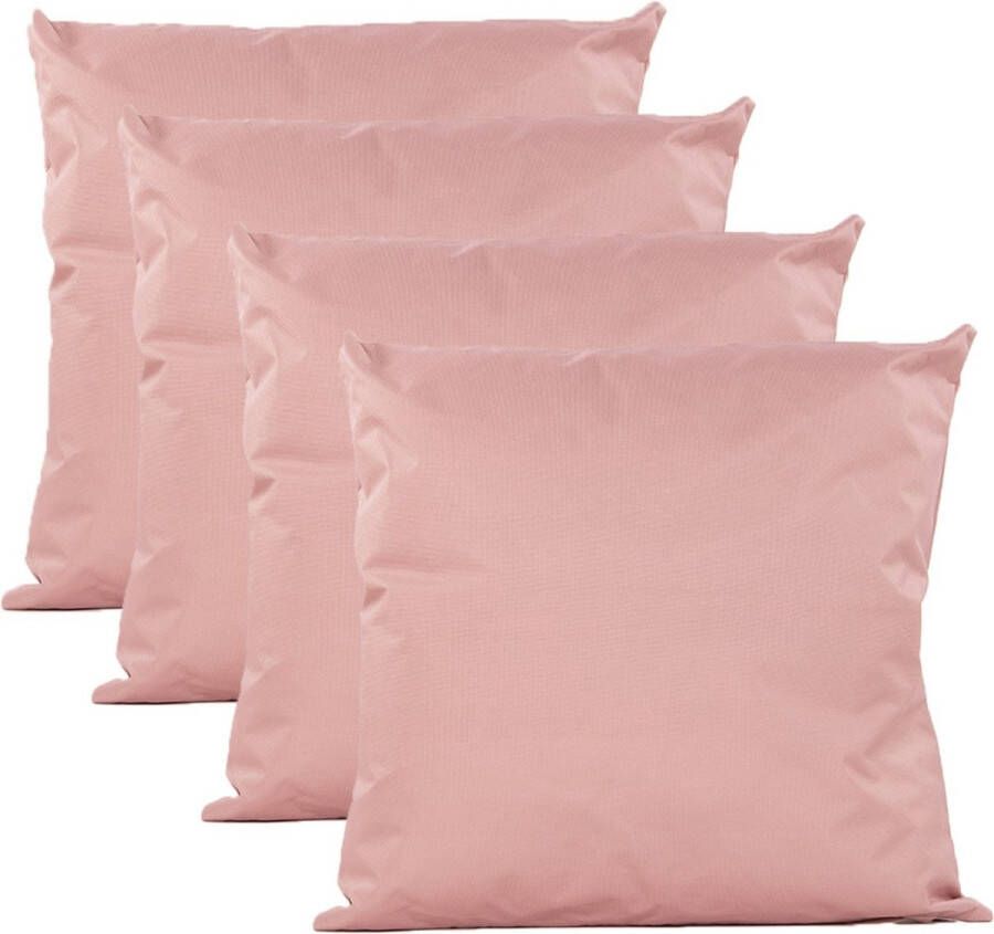 Anna's Collection Buiten of tuin sier kussens 4x oud roze 45 x 45 cm binnen buiten zitkussens tuinbank