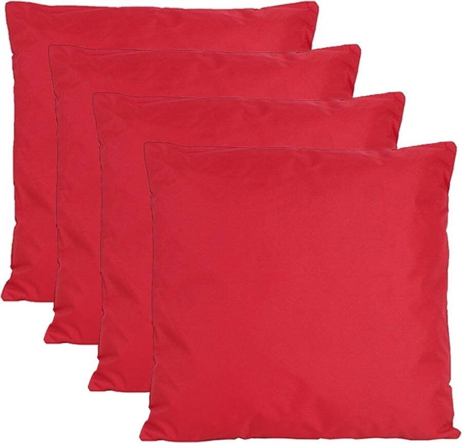 Anna's Collection Buiten of tuin sier kussens 4x rood 60 x 60 cm binnen buiten zitkussens tuinbank