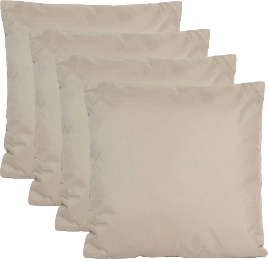 Anna's Collection Buiten of tuin sier kussens 4x taupe beige 60 x 60 cm binnen buiten zitkussens tuinbank