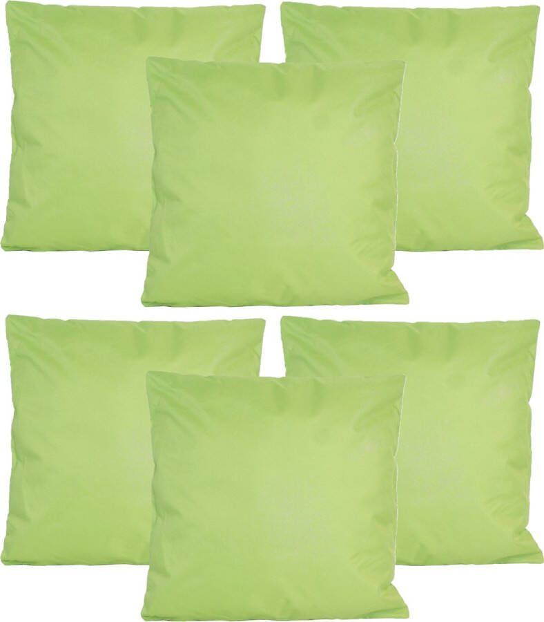 Anna's Collection Buiten of tuin sier kussens 6x groen 45 x 45 cm binnen buiten zitkussens tuinbank