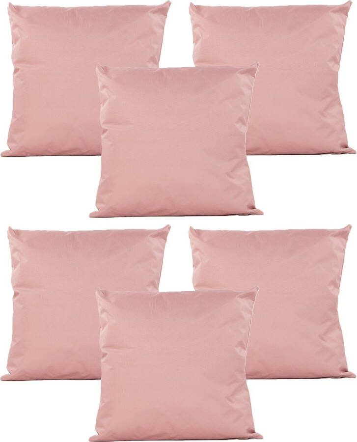 Anna's Collection Buiten of tuin sier kussens 6x oud roze 45 x 45 cm binnen buiten zitkussens tuinbank