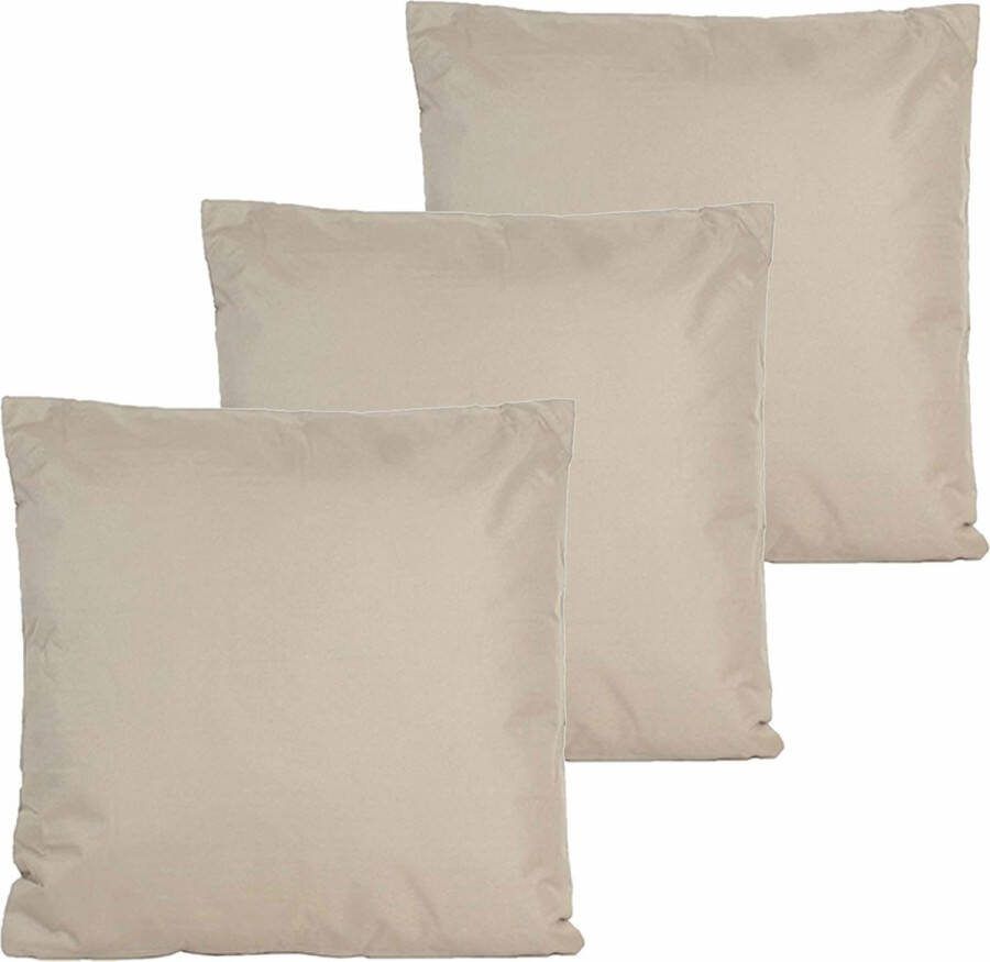 Anna's Collection buitenkussen 3x Taupe beige 60 x 60 cm binnen buiten