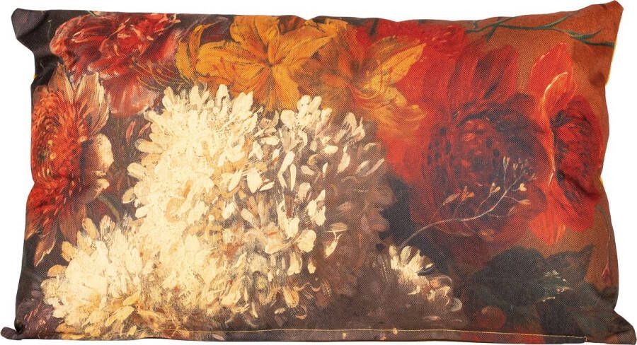 Anna's Collection buitenkussen bloem Bruin creme 30 x 50 cm Water en UV bestendig