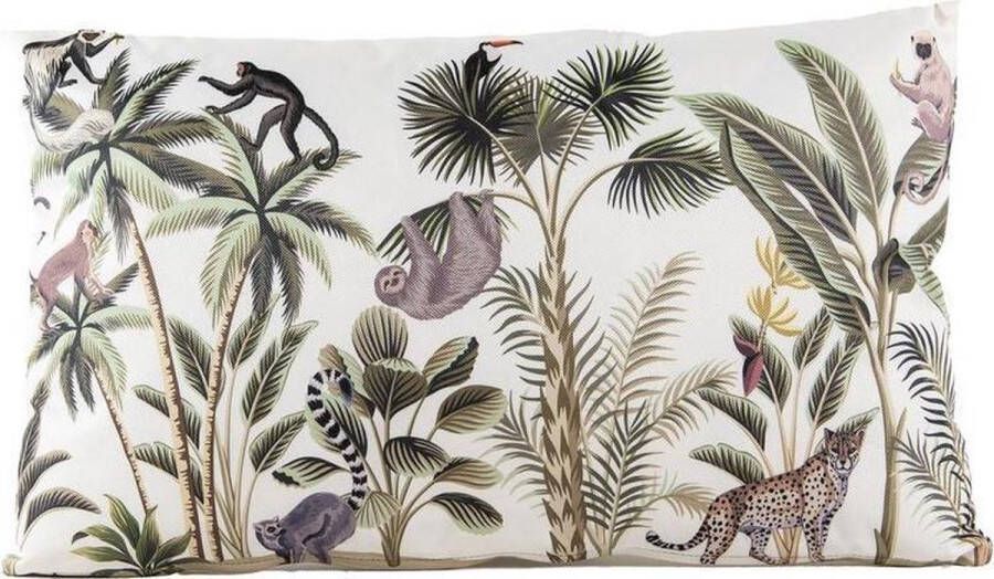 Anna's Collection Buitenkussen met jungle dieren | sierkussen | tuinkussen | outdoor | weerbestendig 30x50cm