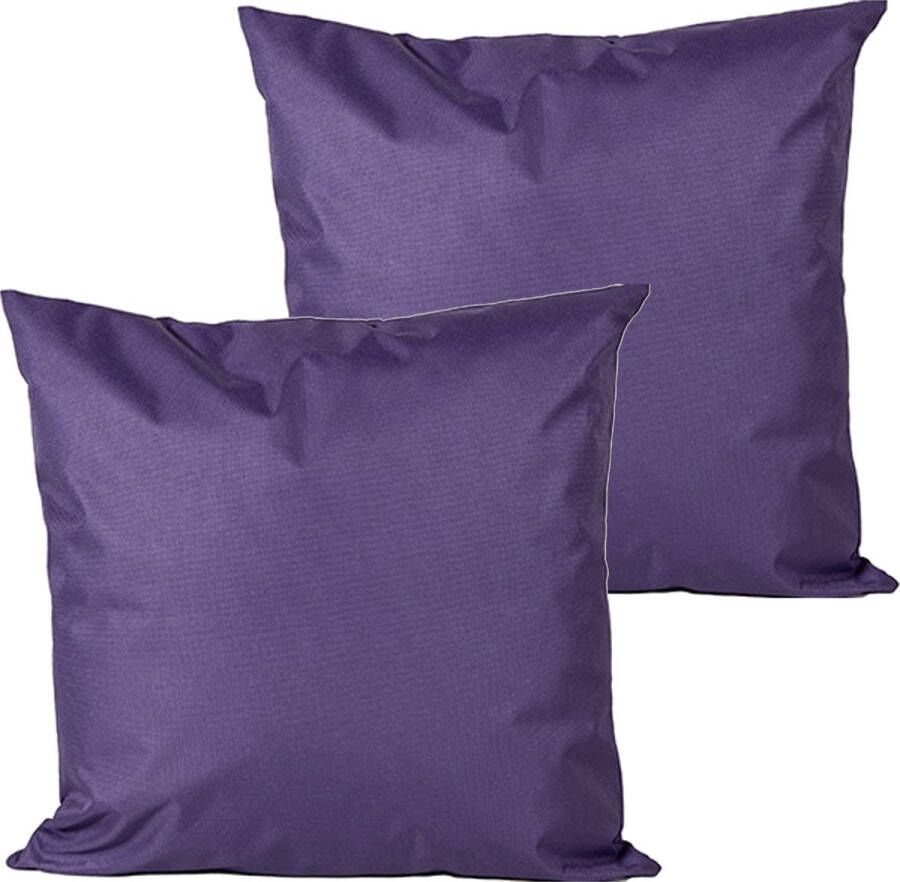Anna's Collection buitenkussens 2x paars 60 x 60 cm binnen buiten