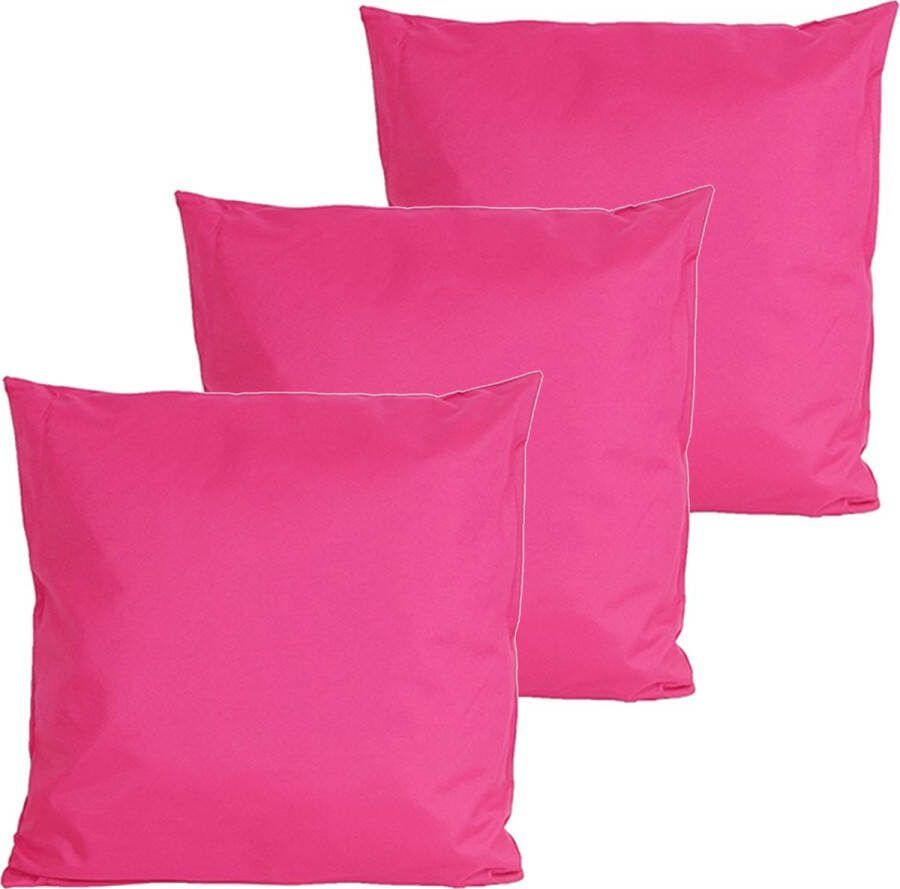 Anna's Collection buitenkussens 3x fuchsia roze 60 x 60 cm binnen buiten