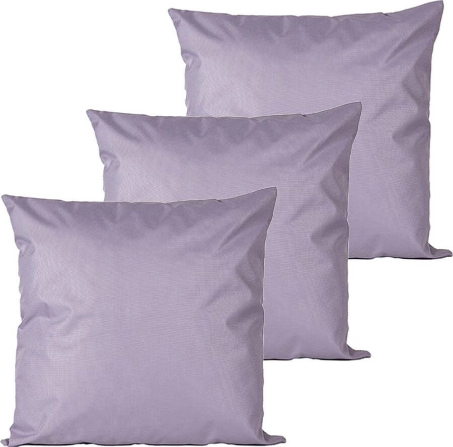 Anna's Collection buitenkussens 3x lila paars 60 x 60 cm binnen buiten