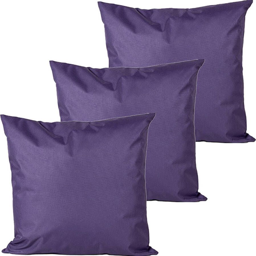 Anna's Collection buitenkussens 3x paars 60 x 60 cm binnen buiten