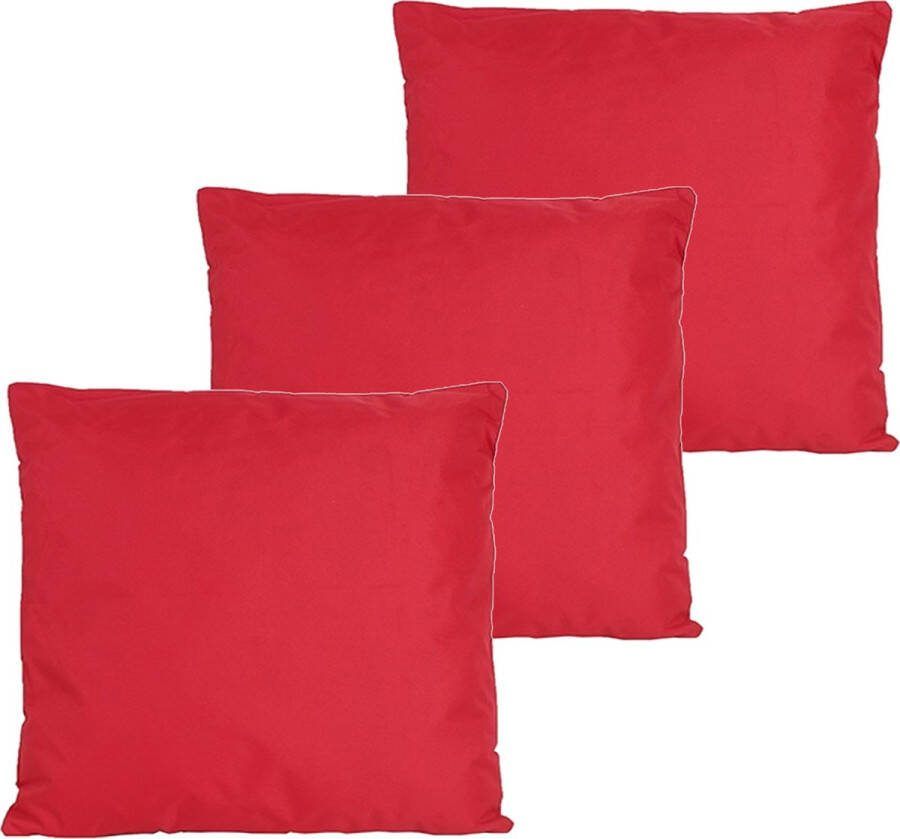 Anna's Collection buitenkussens 3x rood 60 x 60 cm binnen buiten