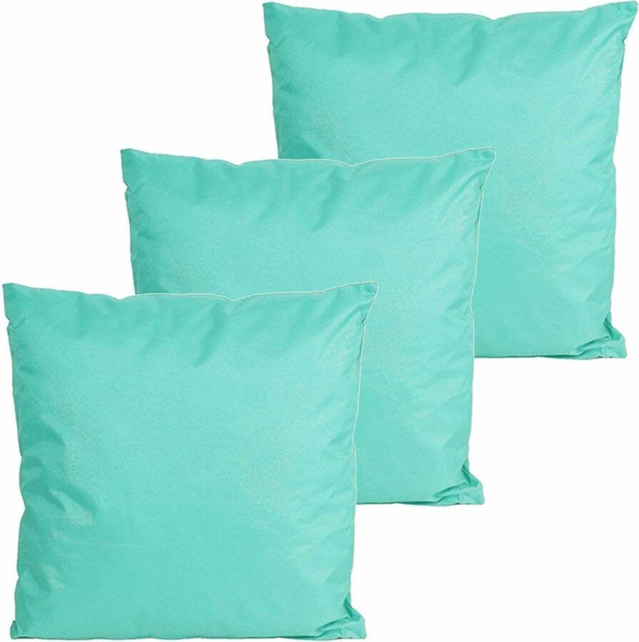 Anna's Collection buitenkussens 3x turquoise blauw 60 x 60 cm binnen buiten
