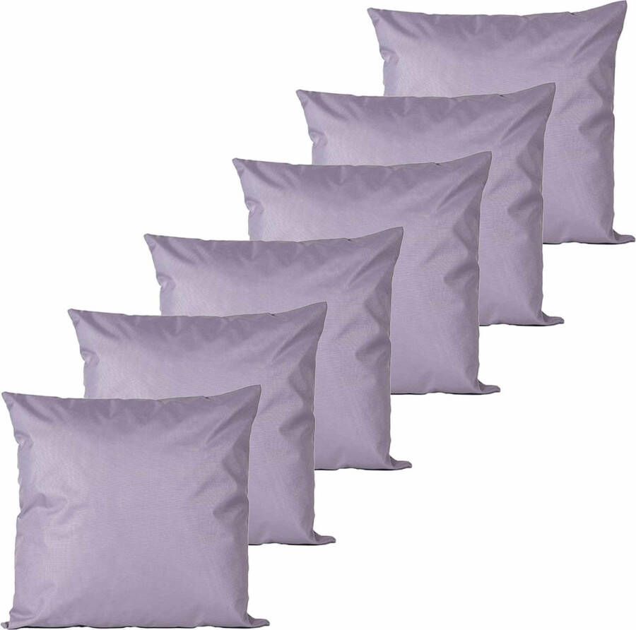 Anna's Collection buitenkussens 6x lila paars 45 x 45 cm binnen buiten