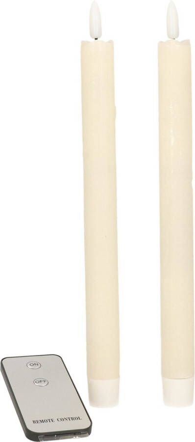 Anna's Collection Led Tafelkaarsen Diner kaarsen LED tafelkaars ivoor met afstandsbediening D 2 5 H 23 cm 2 stuks