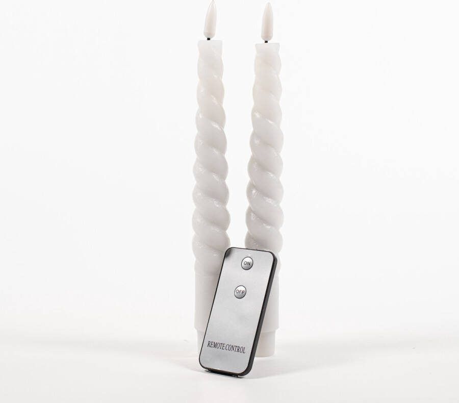 Anna's Collection Anna Collection LED dinerkaarsen swirl- 2x st wit 23 cm LED kaarsen