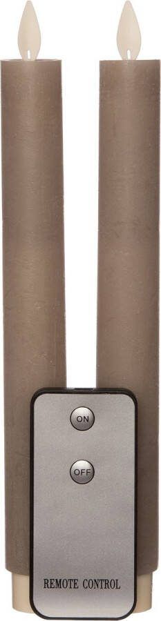 Anna's Collection Anna Collection LED dinerkaarsen 2x st taupe kleur 23 cm LED kaarsen