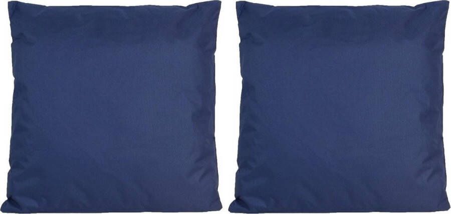 Anna's Collection Set van 2x stuks bank Sier kussens voor binnen en buiten in de kleur donkerblauw 45 x 45 cm Tuin huis kussens