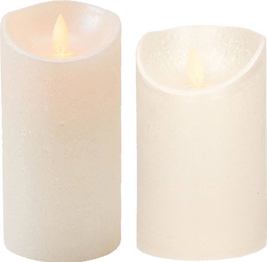 Anna's Collection Set van 2x stuks Creme Parel Led kaarsen met bewegende vlam 12.5 en 15 cm Sfeer stompkaarsen voor binnen