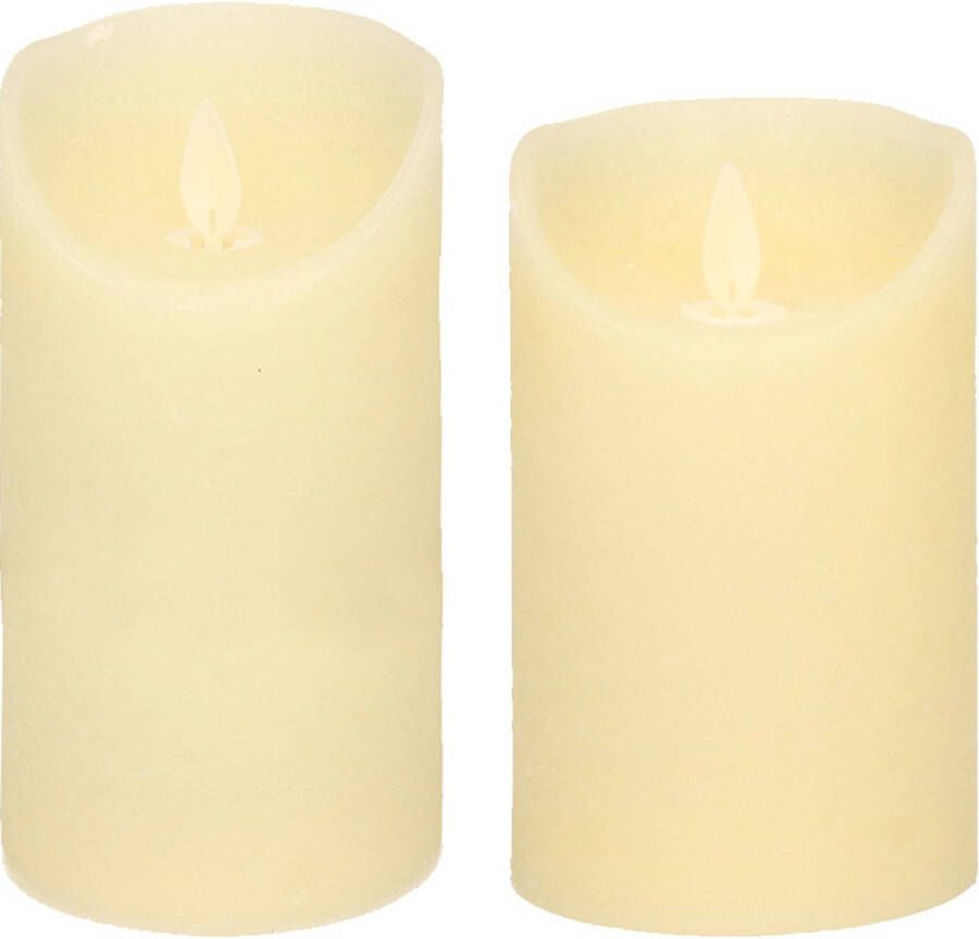 Anna's Collection Set van 2x stuks Ivoor Witte Led kaarsen met bewegende vlam 12.5 en 15 cm Sfeer stompkaarsen voor binnen