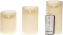 Anna's Collection Set van 3 ivoor creme LED stompkaarsen met afstandsbediening Woondecoratie LED kaarsen Elektrische kaarsen - Thumbnail 1