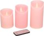 Anna's Collection Set van 3 roze LED stompkaarsen met afstandsbediening Woondecoratie LED kaarsen Elektrische kaarsen - Thumbnail 1