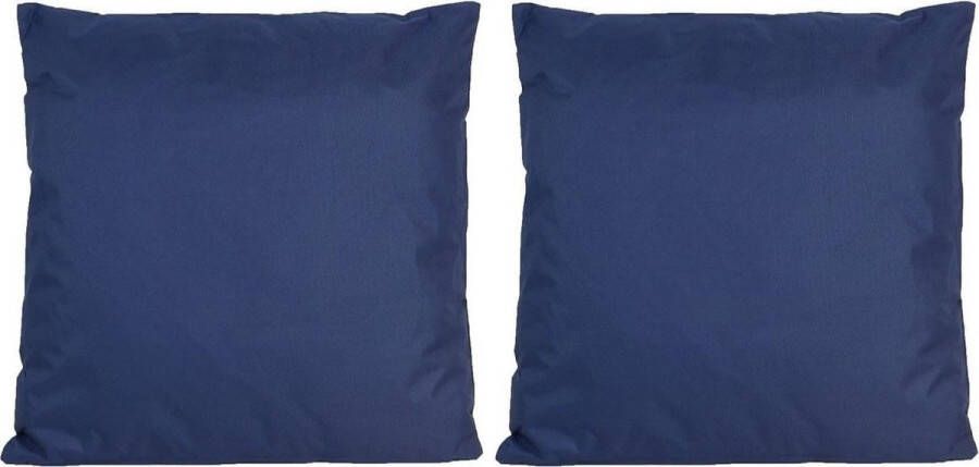 Anna's Collection Set van 4x stuks bank Sier kussens voor binnen en buiten in de kleur donkerblauw 45 x 45 cm Tuin huis kussens