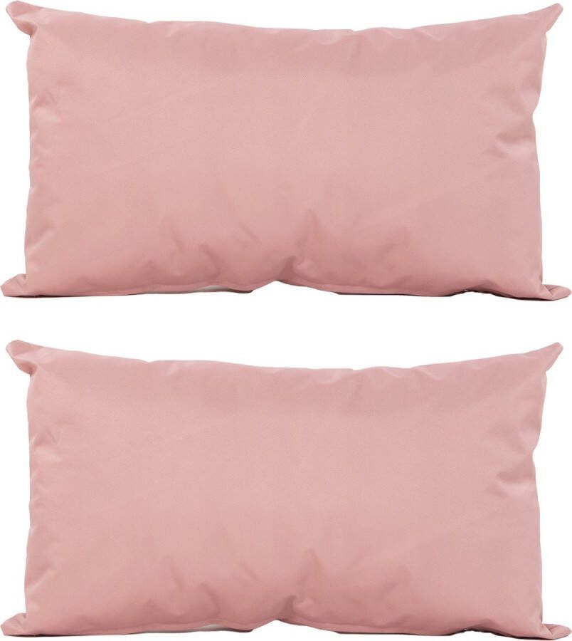 Anna's Collection Sierkussen voor binnen en buiten 2x oud roze 30 x 50 cm tuinkussen Sierkussens
