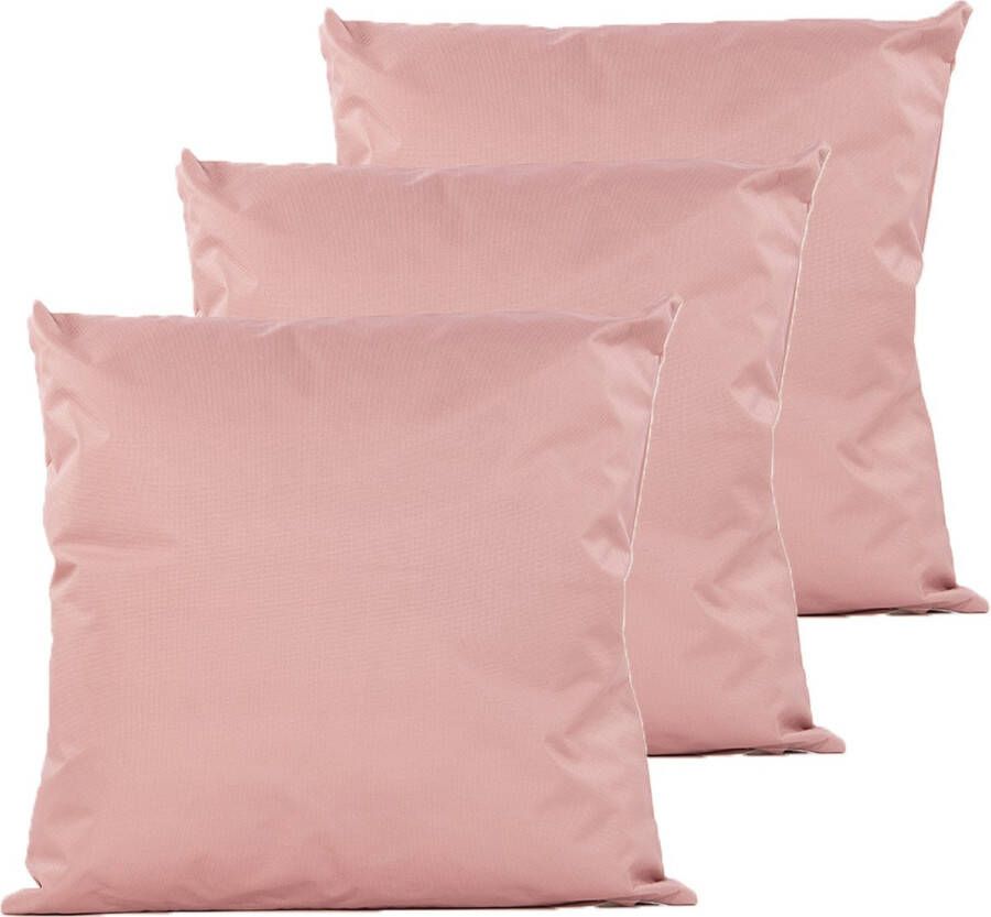 Anna's Collection Sierkussen voor binnen en buiten 3x oud roze 60 x 60 cm tuinkussen Sierkussens