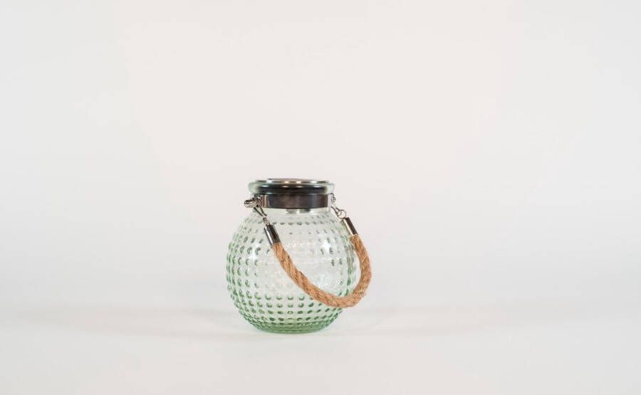 Anna's Collection Solar lantaarn glas groen bubbel structuur 10 x 12 cm