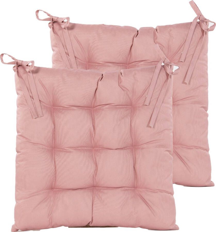 Anna's Collection Stoelkussen gewatteerd 2x oud roze 38 x 38 cm binnen buiten