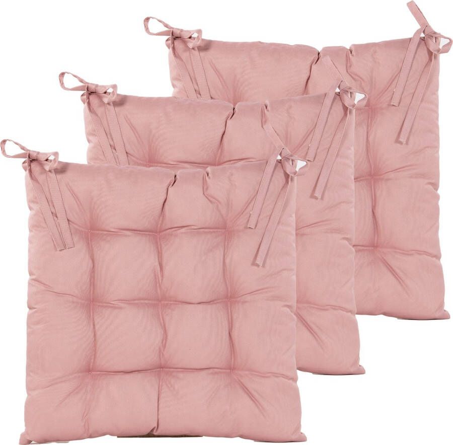 Anna's Collection Stoelkussen gewatteerd 6x oud roze 38 x 38 cm binnen buiten