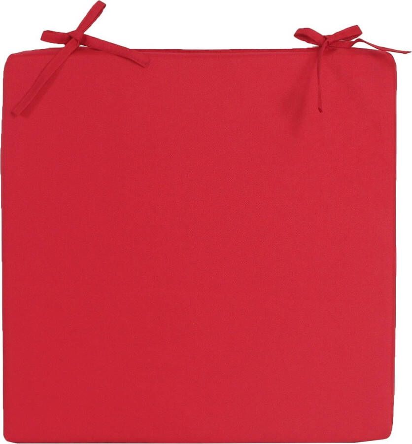 Anna&apos;s Collection Stoelkussen voor binnen en buiten in de kleur rood 40 x 40 cm Sierkussens