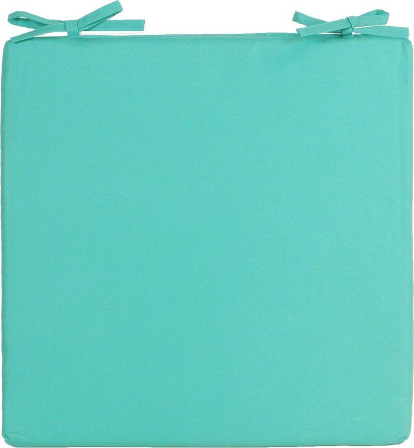 Anna's Collection Stoelkussen voor binnen- en buitenstoel in de kleur aqua groen blauw 40 x 40 cm Tuinstoel kussen