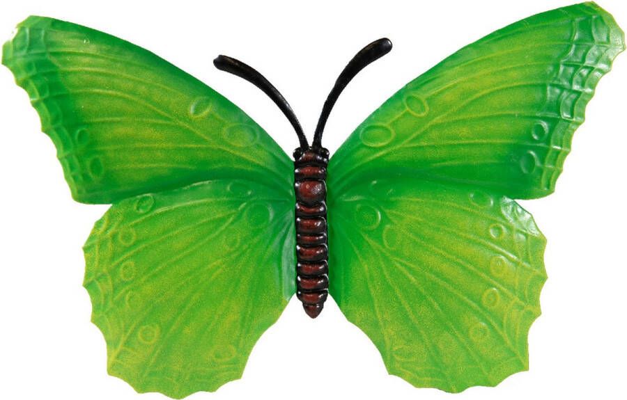 Anna's Collection Tuindecoratie vlinder van metaal groen 40 cm Muur schutting decoratie vlinders Dierenbeelden