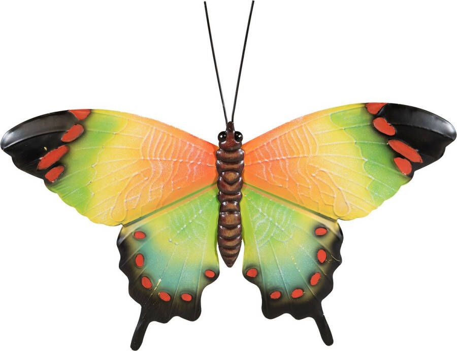 Anna's Collection Tuindecoratie vlinder van metaal groen 48 cm Muur wand schutting Dierenbeelden vlinders
