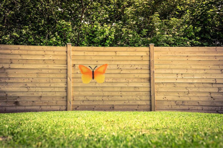 Anna's Collection Tuindecoratie vlinder van metaal oranje 40 cm Muur schutting decoratie vlinders Dierenbeelden