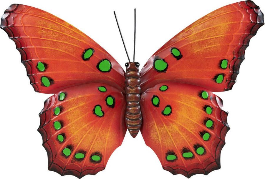 Anna's Collection Tuindecoratie vlinder van metaal oranje 48 cm Muur wand schutting Dierenbeelden vlinders