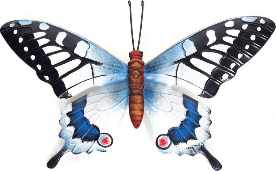 Merkloos Sans marque Tuindecoratie vlinder van metaal zwart blauw 37 cm Metalen schutting decoratie vlinders Dierenbeelden tuindecoratie