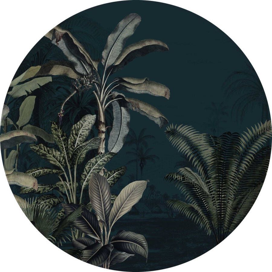 Annet Weelink Design Ronde wandsticker Dreamy Jungle Dark 148cm