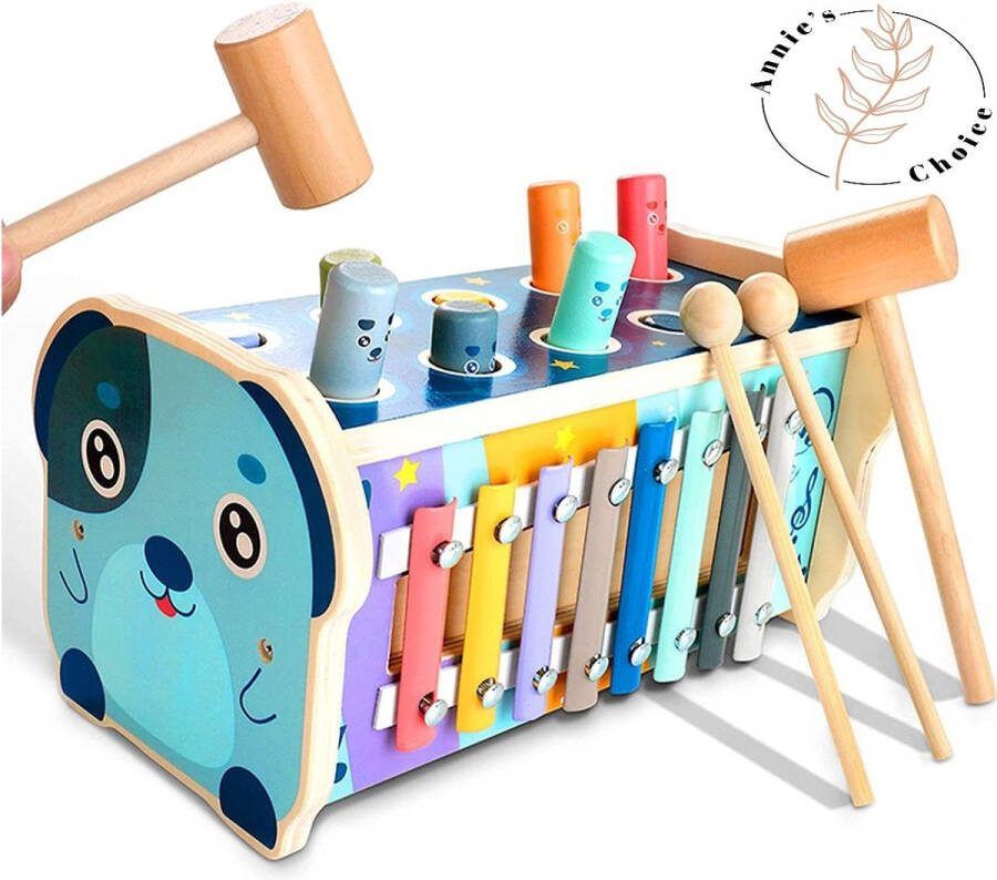 Annie's choice Annie´s Choice Hammie Hamster 3 in 1 Houten Speelgoed Xylofoon Duurzaam Hamerbank Activiteiten kubus Montessori Speelgoed Cadeautip