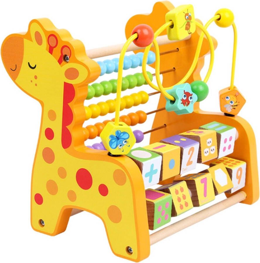 Annie's choice Gigi de Giraffe 3 in 1 Houten Telraam Activiteiten Kubus Duurzaam Multifunctioneel Montessori Speelgoed Kerstcadeau tip