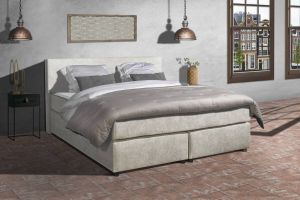 Anno 1588 Boxspring Amsterdam Pocketvering Khaki 160x220 cm Inclusief Dekbed en Kussens