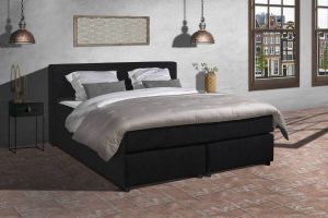 Anno 1588 Boxspring Amsterdam Pocketvering Zwart 120x200 cm Inclusief Dekbed en Kussens Twijfelaar Boxspring